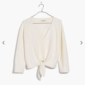 Madewell Bright White Textured Tie-Front Top